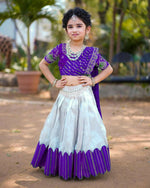Thumbnail for Jyoti Fashion Classy Blue Heavy Chenille Sequins Embroidered Kids Lehenga Choli Set - Distacart