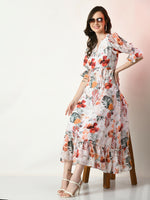 Thumbnail for Myshka Women's White Printed Dress - Distacart