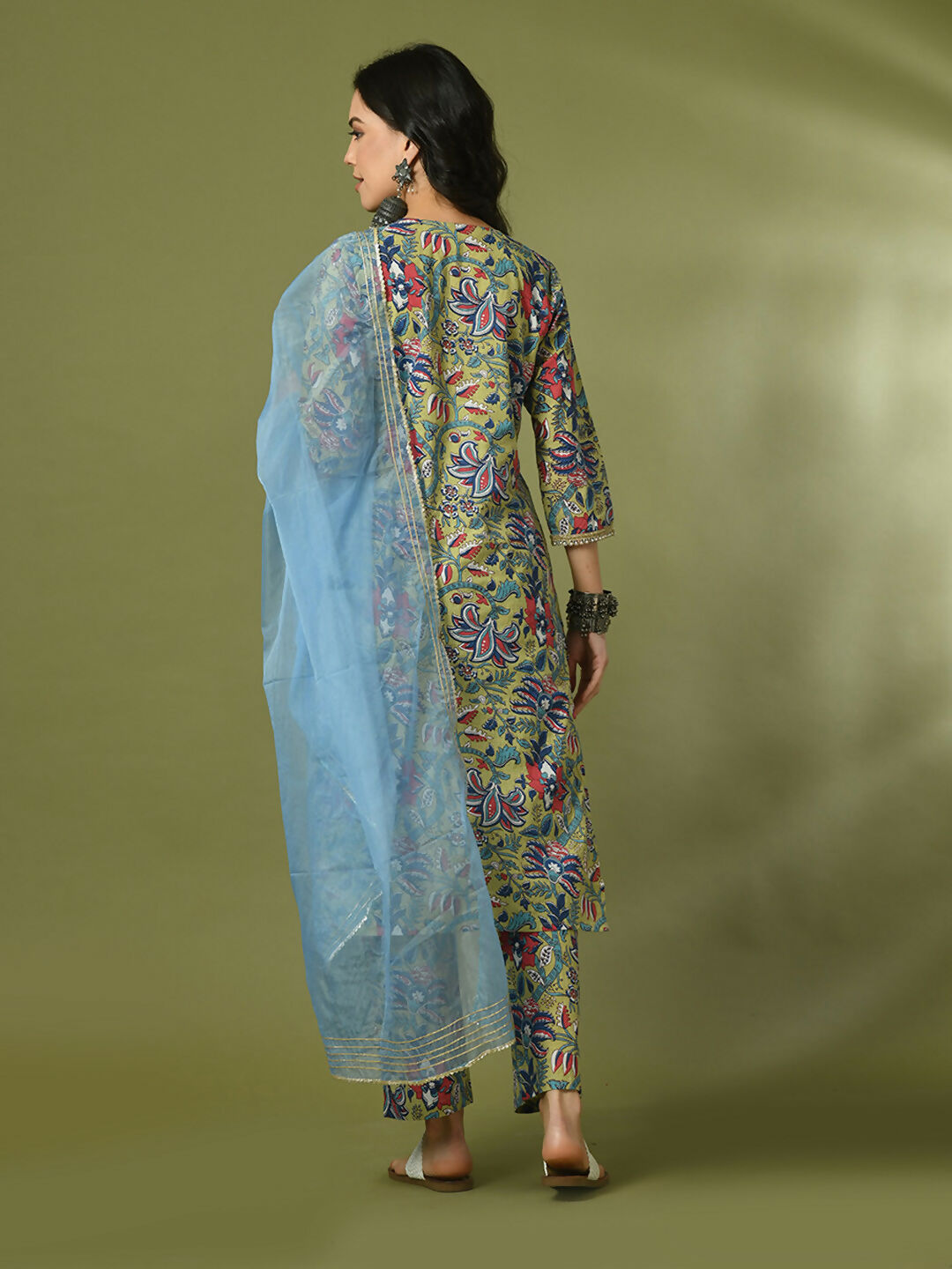 Myshka Women's Multi Printed Cotton Straight Party Kurta Set With Dupatta - Distacart