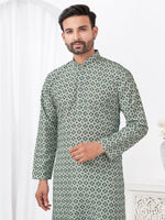 Thumbnail for Joban Fashion Men's Rayon Cotton Grey Printed Kurta Pyjama set - Distacart