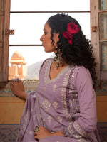 Thumbnail for Embroidered & Lace Detailed Kurta With Pant & Embroidered Dupatta Luxury, Multicolor - Hiral Fashion - Distacart