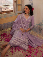 Thumbnail for Embroidered & Lace Detailed Kurta With Pant & Embroidered Dupatta Luxury, Multicolor - Hiral Fashion - Distacart
