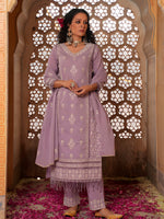 Thumbnail for Embroidered & Lace Detailed Kurta With Pant & Embroidered Dupatta Luxury, Multicolor - Hiral Fashion - Distacart