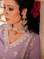 Thumbnail for Embroidered & Lace Detailed Kurta With Pant & Embroidered Dupatta Luxury, Multicolor - Hiral Fashion - Distacart