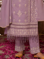 Thumbnail for Embroidered & Lace Detailed Kurta With Pant & Embroidered Dupatta Luxury, Multicolor - Hiral Fashion - Distacart