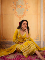 Thumbnail for Embroidered & Lace Detailed Kurta With Pant & Embroidered Dupatta Luxury, Multicolor - Hiral Fashion - Distacart