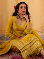 Thumbnail for Embroidered & Lace Detailed Kurta With Pant & Embroidered Dupatta Luxury, Multicolor - Hiral Fashion - Distacart