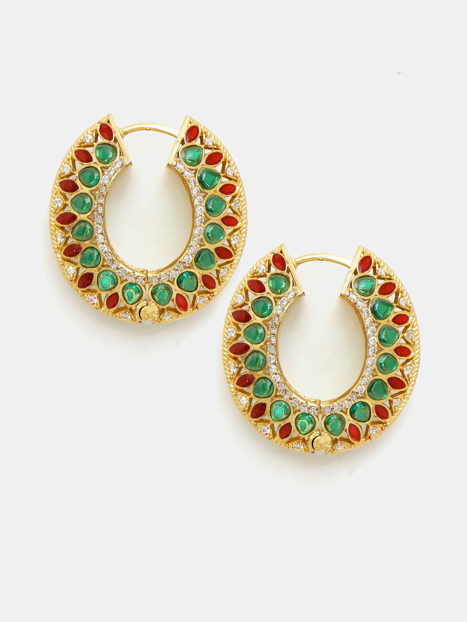 Ruby Raang Gold Polished Multi-Color Kundan Loops - Dista