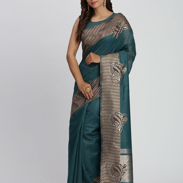 Astita Linen Cotton Sea Green Saree
