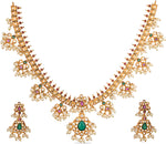 Thumbnail for Jewel City Exquisite South Indian-Style Gold-Plated Necklace and Earrings Set with Pearl and Gemstone Accents