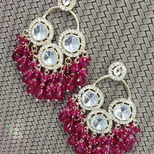 Jewel City Luxurious Polki Diamond and Ruby Chandelier Earrings - Distacart
