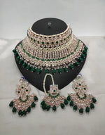 Thumbnail for Jewel City Exquisite Crystal and Pearl Bridal Choker Set with Matching Earrings and Tikka