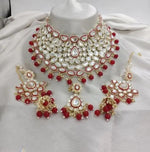 Thumbnail for Jewel City Royal Kundan Choker Set with magenta Beads - Traditional Indian Wedding Jewelry Set with Earrings and Tikka