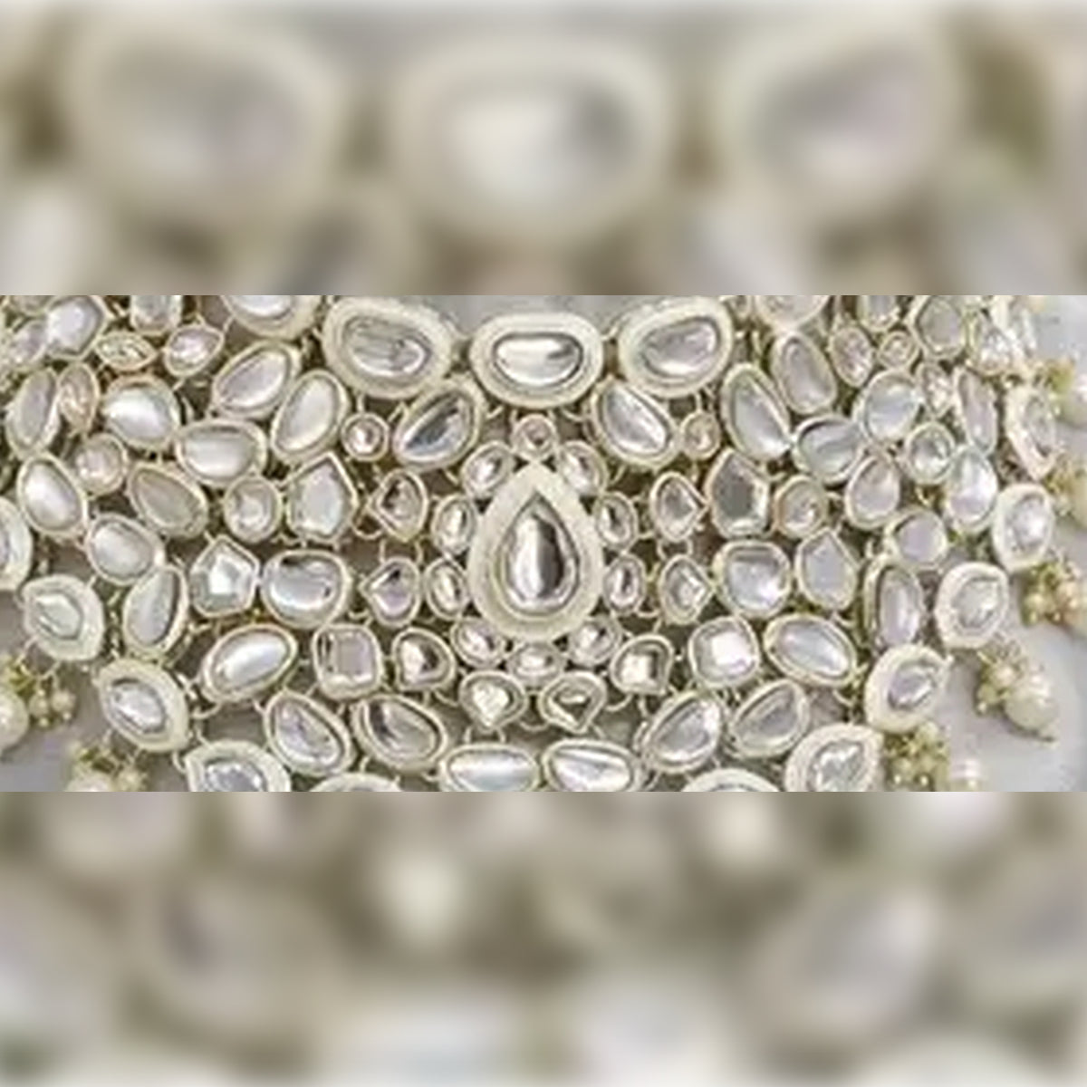 Jewel City Royal Kundan Choker Set with White Beads - Traditional Indian Wedding Jewelry Set with Earrings and Tikka