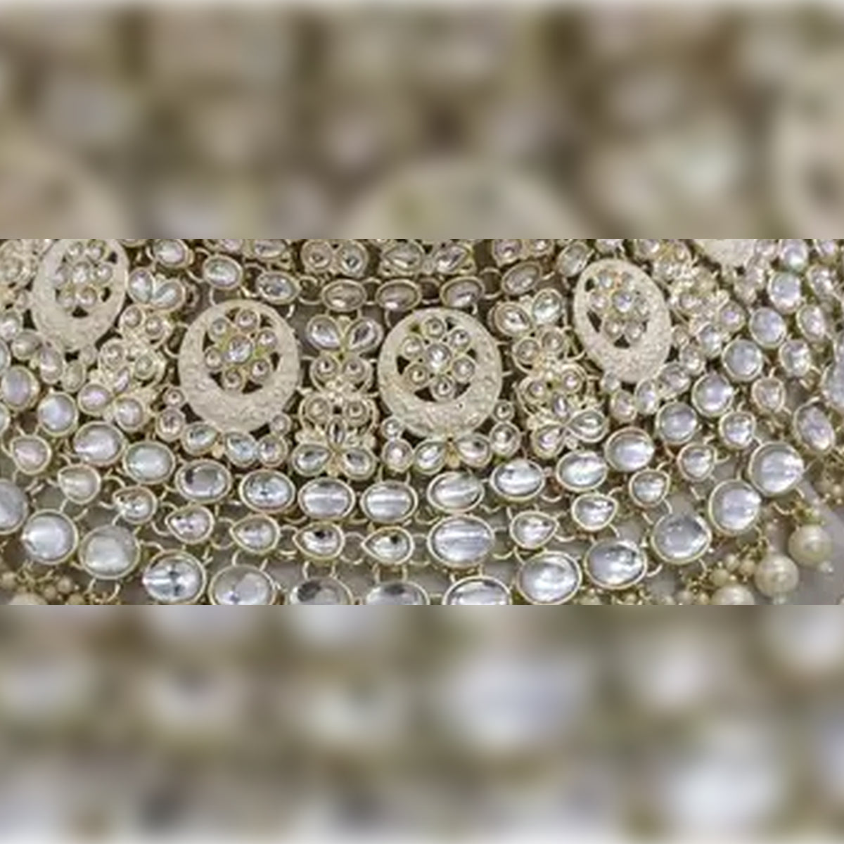 Jewel City Royal Kundan Choker Set with White Beads - Traditional Indian Wedding Jewelry Set with Earrings and Tikka