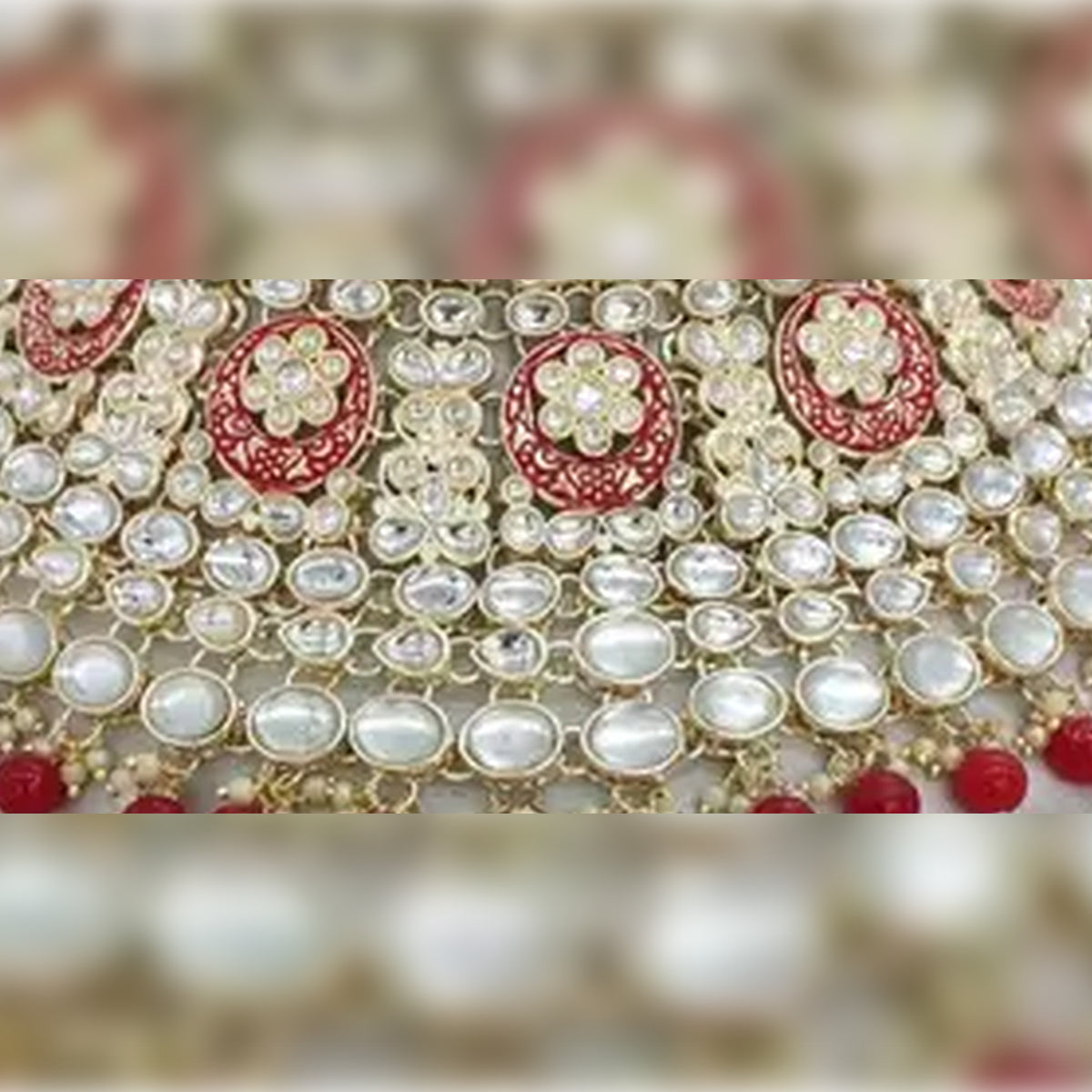 Jewel City Royal Kundan Choker Set with Magenta Beads - Traditional Indian Wedding Jewelry Set with Earrings and Tikka