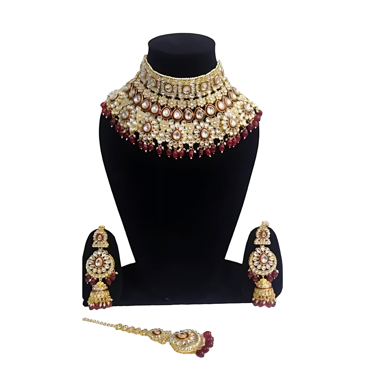 Jewel City Royal Kundan Bridal Choker Necklace Set with Maang Tikka and Earrings