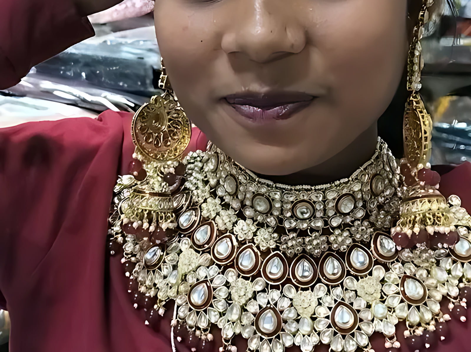 Jewel City Royal Kundan Bridal Choker Necklace Set with Maang Tikka and Earrings