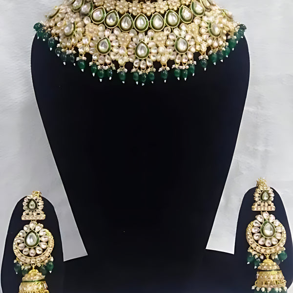 Jewel City Royal Kundan Bridal Choker Necklace Set with Maang Tikka and Earrings - Distacart