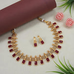 Thumbnail for Jewel City Elegant Maroon and Gold Mesh Necklace Set with Matching Earrings