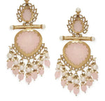 Thumbnail for Jewel City Luxurious Rose Quartz Chandelier Earrings - Vintage-Inspired Statement Jewelry