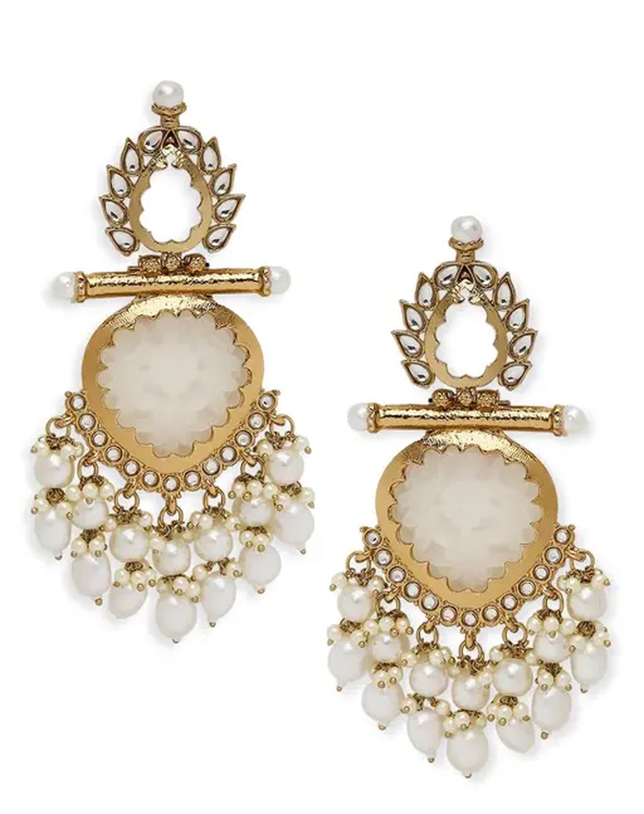 Jewel City Elegant Pearl and Crystal Chandelier Earrings - Luxurious Statement Jewelry