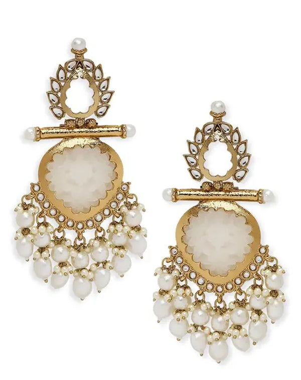 Jewel City Elegant Pearl and Crystal Chandelier Earrings - Luxurious Statement Jewelry