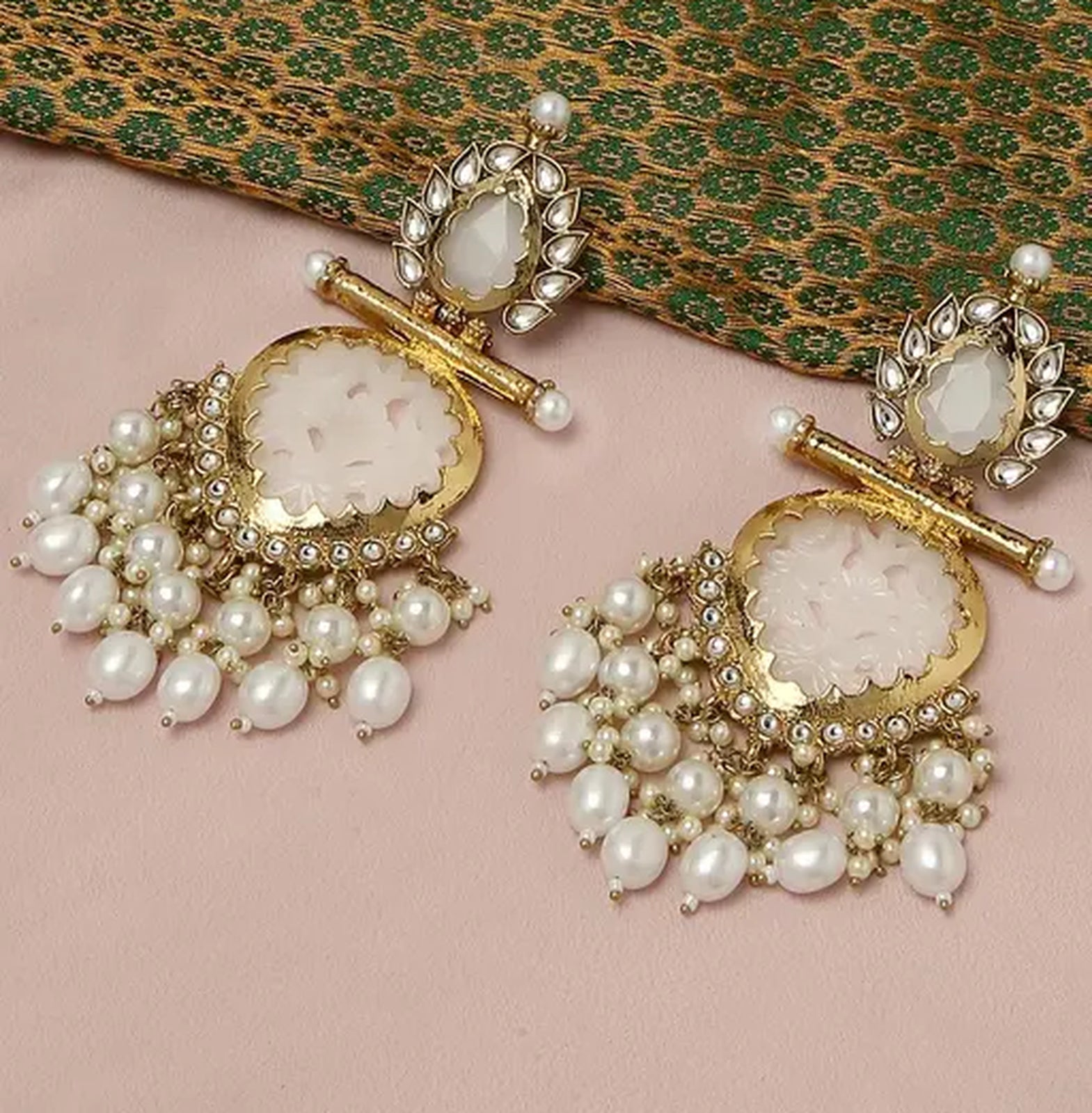 Jewel City Elegant Pearl and Crystal Chandelier Earrings - Luxurious Statement Jewelry