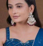 Thumbnail for Jewel City Exquisite Kundan-Inspired Chandelier Earrings with Pearl and Ruby Accents