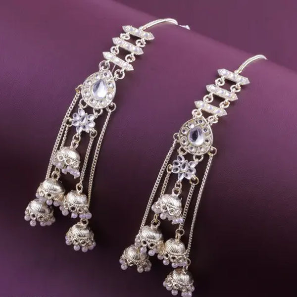 Jewel City Elegant Silver Kashmiri-Style Chandelier Earrings with Jhumka Drops - Distacart
