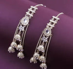 Thumbnail for Jewel City Elegant Silver Kashmiri-Style Chandelier Earrings with Jhumka Drops