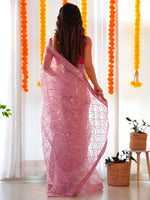 Thumbnail for NOZ2TOZ Women's Organza Mauve Embellished Designer Saree With Blouse Piece - Distacart