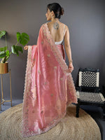 Thumbnail for NOZ2TOZ Women's Paper Silk Peach Embellished Designer Saree With Blouse Piece - Distacart