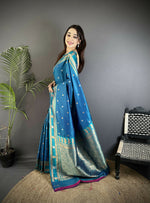 Thumbnail for Joban Fashion Sky Blue Banarasi Soft Silk Woven Saree