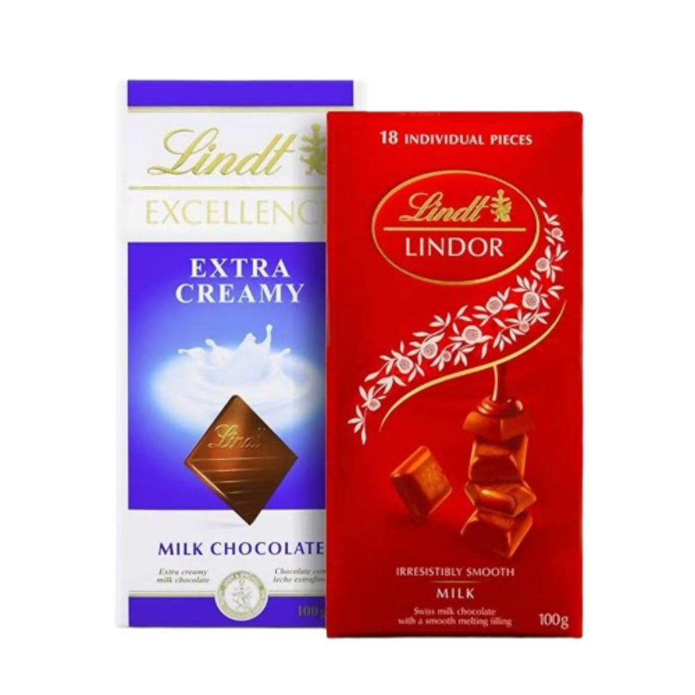 Lindt Excellence Extra Creamy Milk Chocolate Bar and Lindt Lindor Singles Milk Chocolate Box - Dista