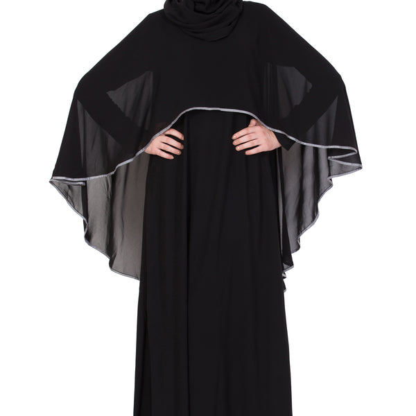 Bashariya A Line Abaya With Attached Georgette Cape For Full Coverage - Distacart