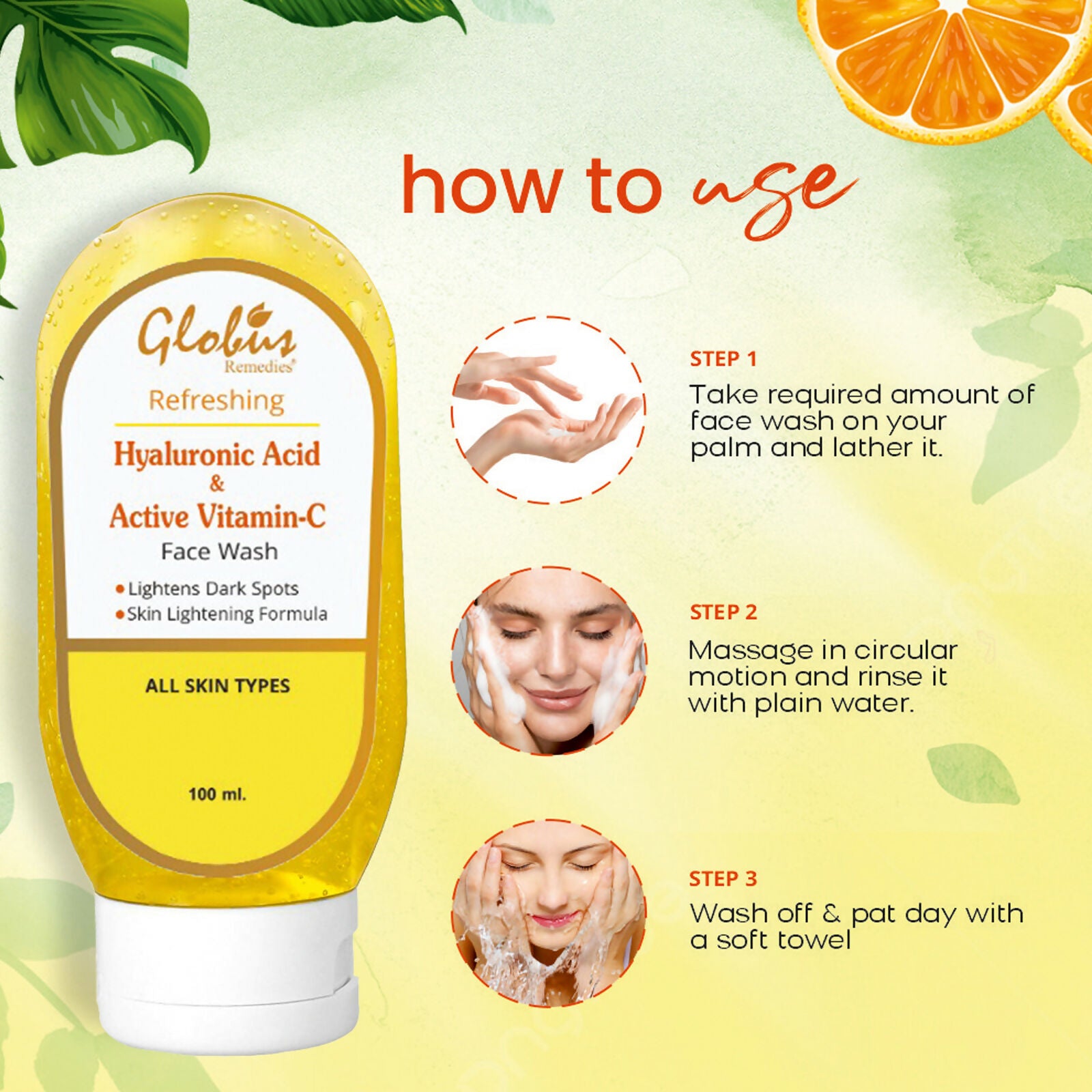 Globus Remedies Hyaluronic Acid & Vitamin C Face wash