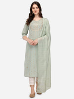 Thumbnail for Embroidered Kurta With Pant & Dupatta Set, Multicolor - Hiral Fashion - Distacart