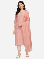 Thumbnail for Embroidered Kurta With Pant & Dupatta Set, Multicolor - Hiral Fashion - Distacart