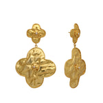 Thumbnail for Nuyug 18k Gold-Plated Contemporary Molten Metallic Finish Floral Drop Dangler Earrings