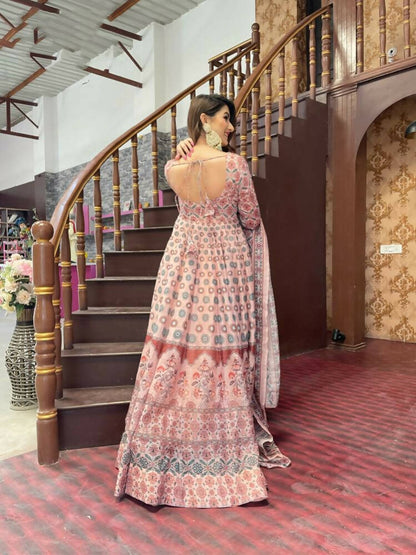 All Season Designer Grey Brown Pure Maslin Gown - Anbazaar - Distacart