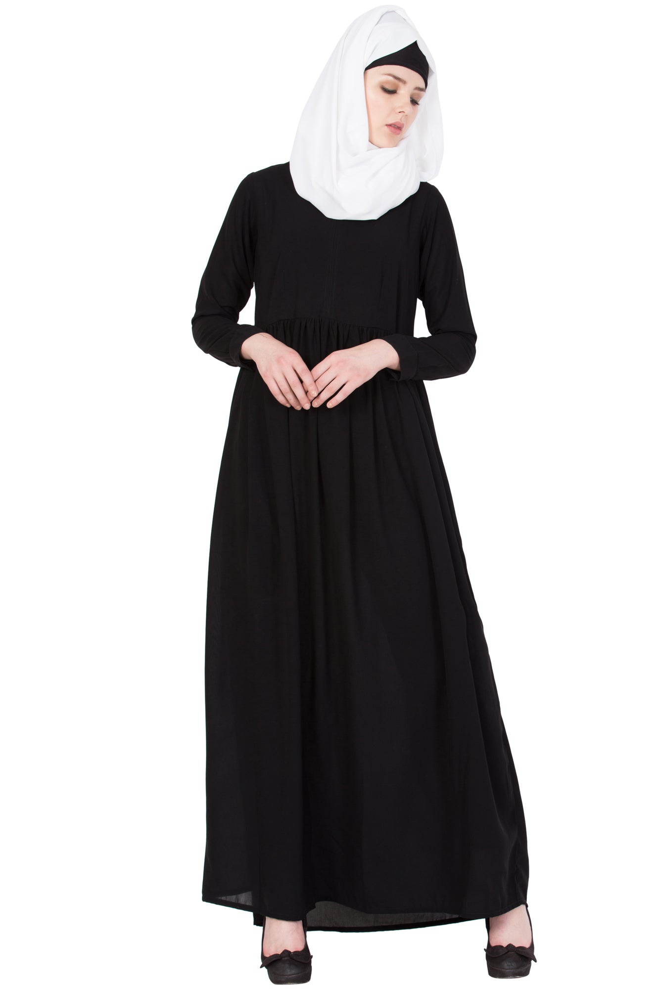 Bashariya Simple Abaya With Gather On Waistline