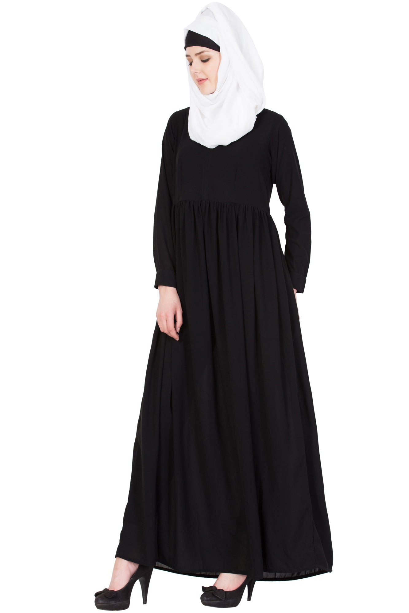 Bashariya Simple Abaya With Gather On Waistline
