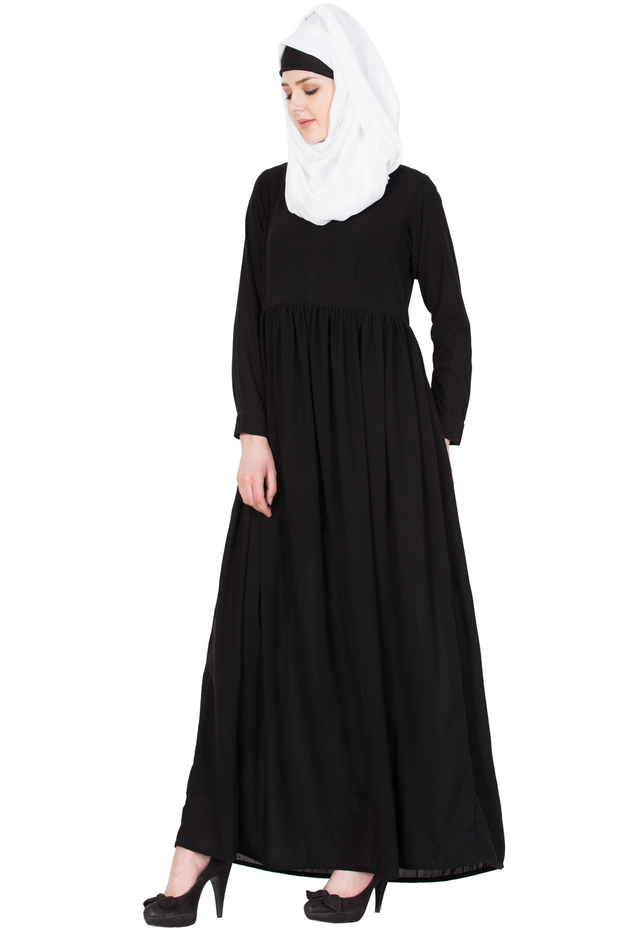 Bashariya Simple Abaya With Gather On Waistline - Distacart