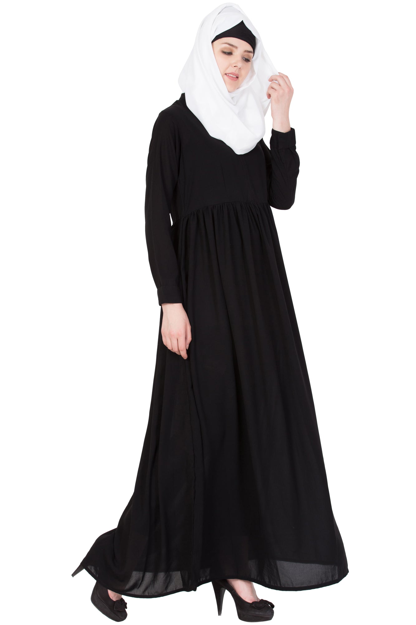 Bashariya Simple Abaya With Gather On Waistline