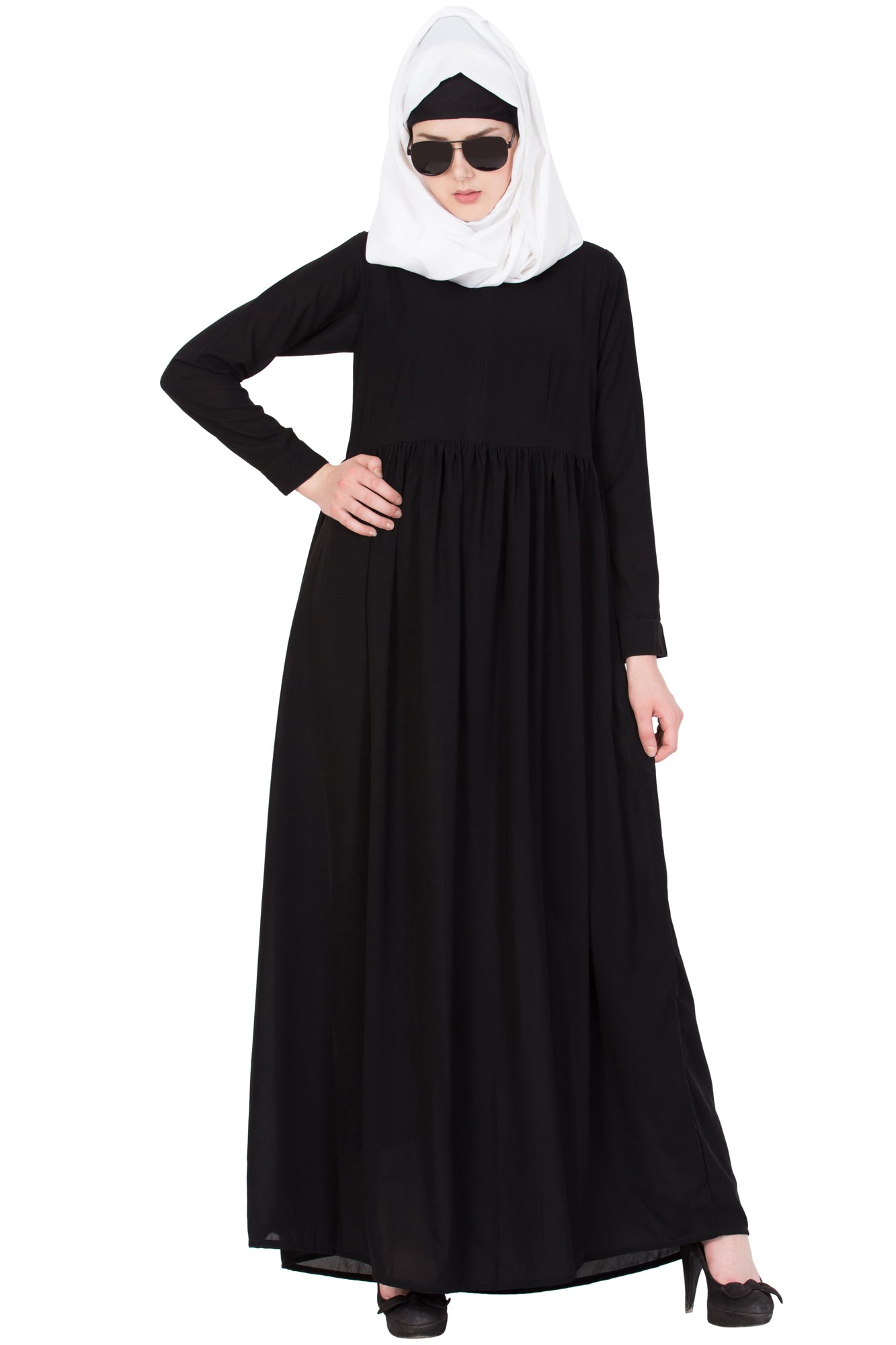Bashariya Simple Abaya With Gather On Waistline