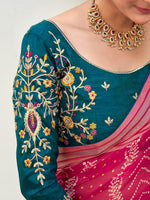 Thumbnail for NOZ2TOZ Women's Chiffon Pink Embellished Designer Saree With Blouse Piece - Distacart