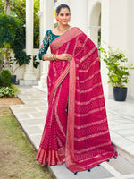 Thumbnail for NOZ2TOZ Women's Chiffon Pink Embellished Designer Saree With Blouse Piece - Distacart