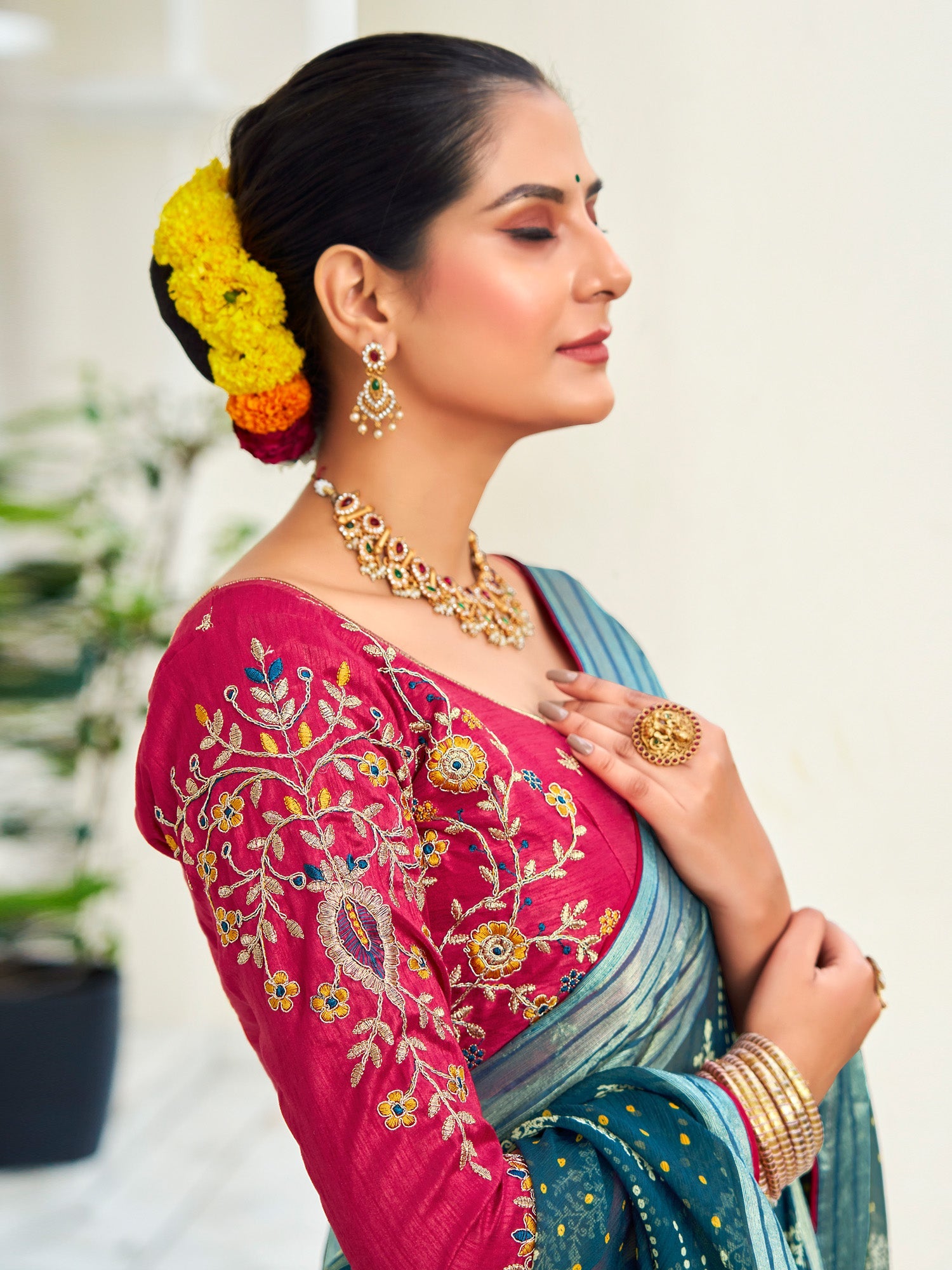NOZ2TOZ Women's Chiffon Teal blue Embellished Designer Saree With Blouse Piece - Distacart
