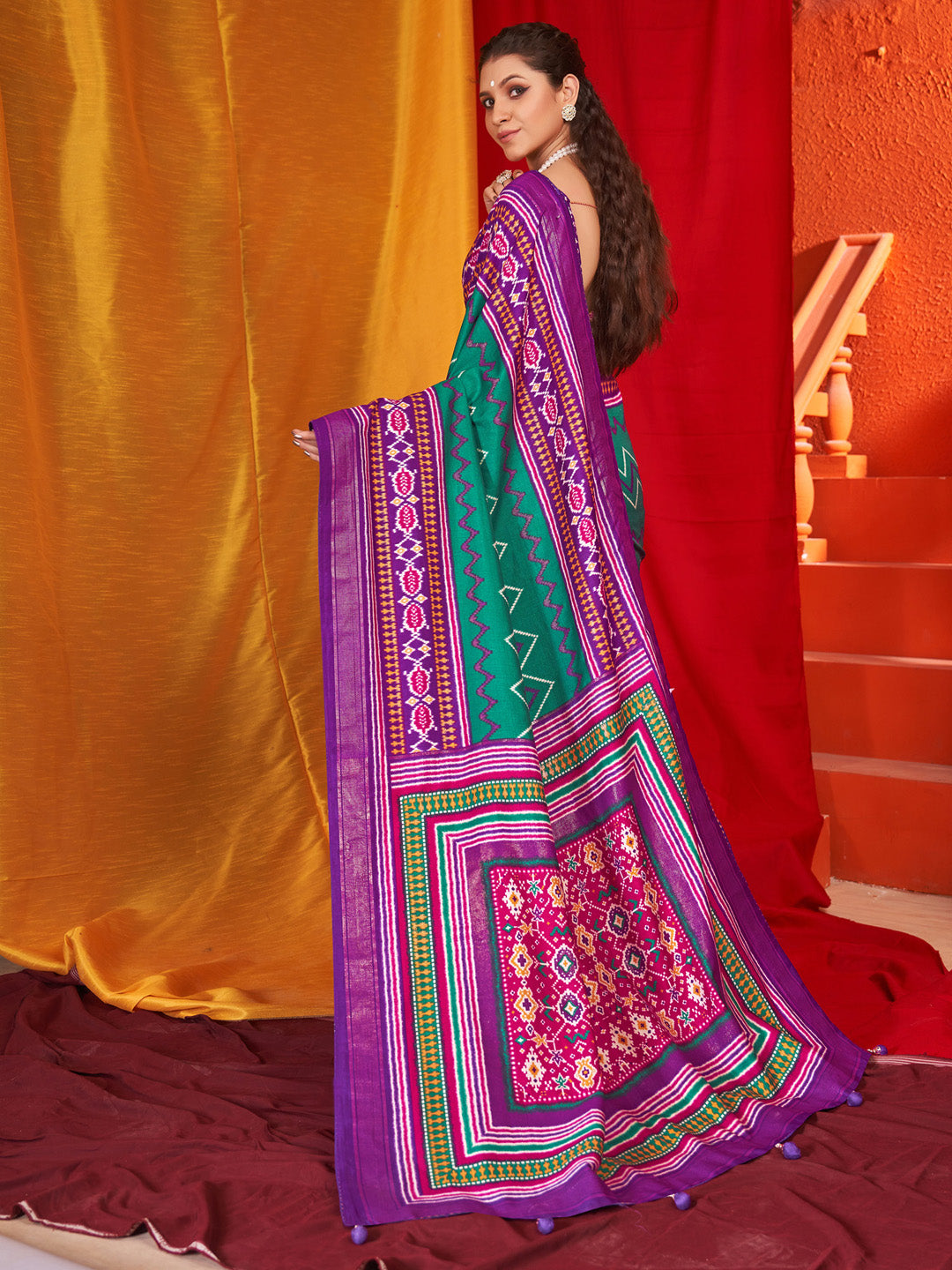 NOZ2TOZ Women's Tussar Silk Purple Printed Designer Saree With Blouse Piece - Distacart